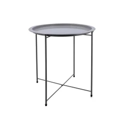 Mesa auxiliar de acero gris Nora Ø47x50cm^Casa Viva Best