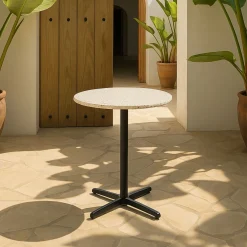 Mesa auxiliar de jardín de piedra blanca Nilo Ø60x72cm^Casa Viva Sale