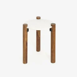 Mesa auxiliar de mármol y madera Houston Ø40x50cm Clau&Chloe^Casa Viva Outlet