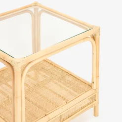 Mesa auxiliar de ratán y cristal Corvo 55x55x50cm^Casa Viva New
