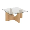 Mesa de centro de cristal y madera DM Milán 85x85x45cm^Casa Viva Discount