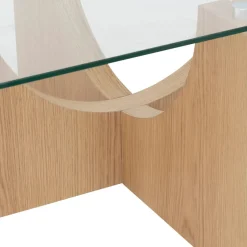 Mesa de centro de cristal y madera DM Milán 85x85x45cm^Casa Viva Discount