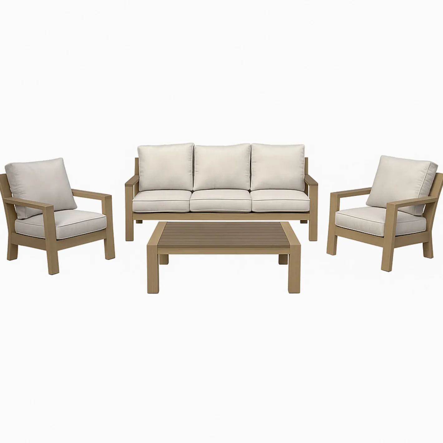 Mesa de centro de jardín de aluminio efecto madera Durres 120x72x41cm^Casa Viva Best