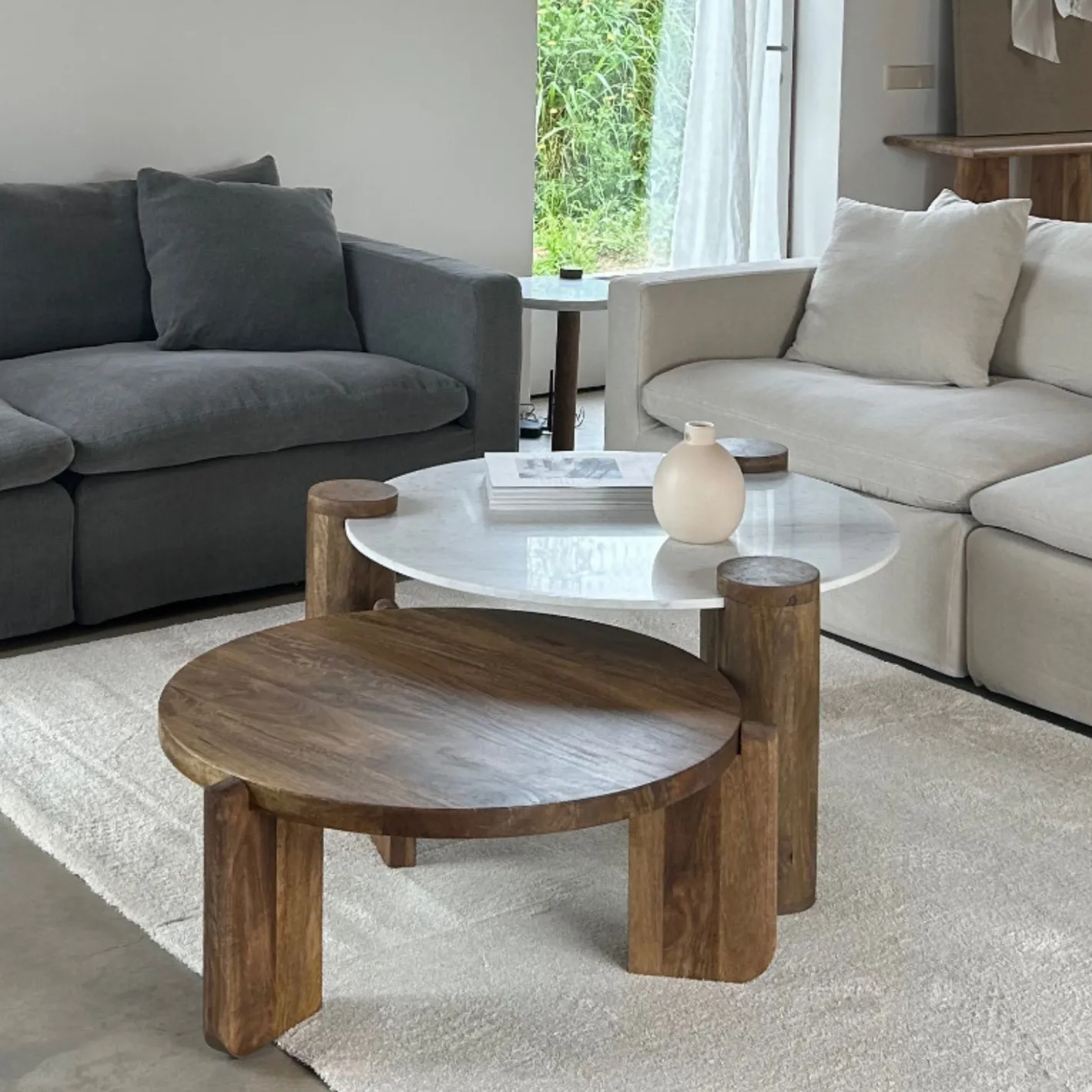 Mesa de centro de madera de mango Polanco Ø80x35cm Clau&Chloe^Casa Viva Hot