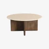 Mesa de centro de madera de mango y mármol Kioto Ø90x38cm^Casa Viva New