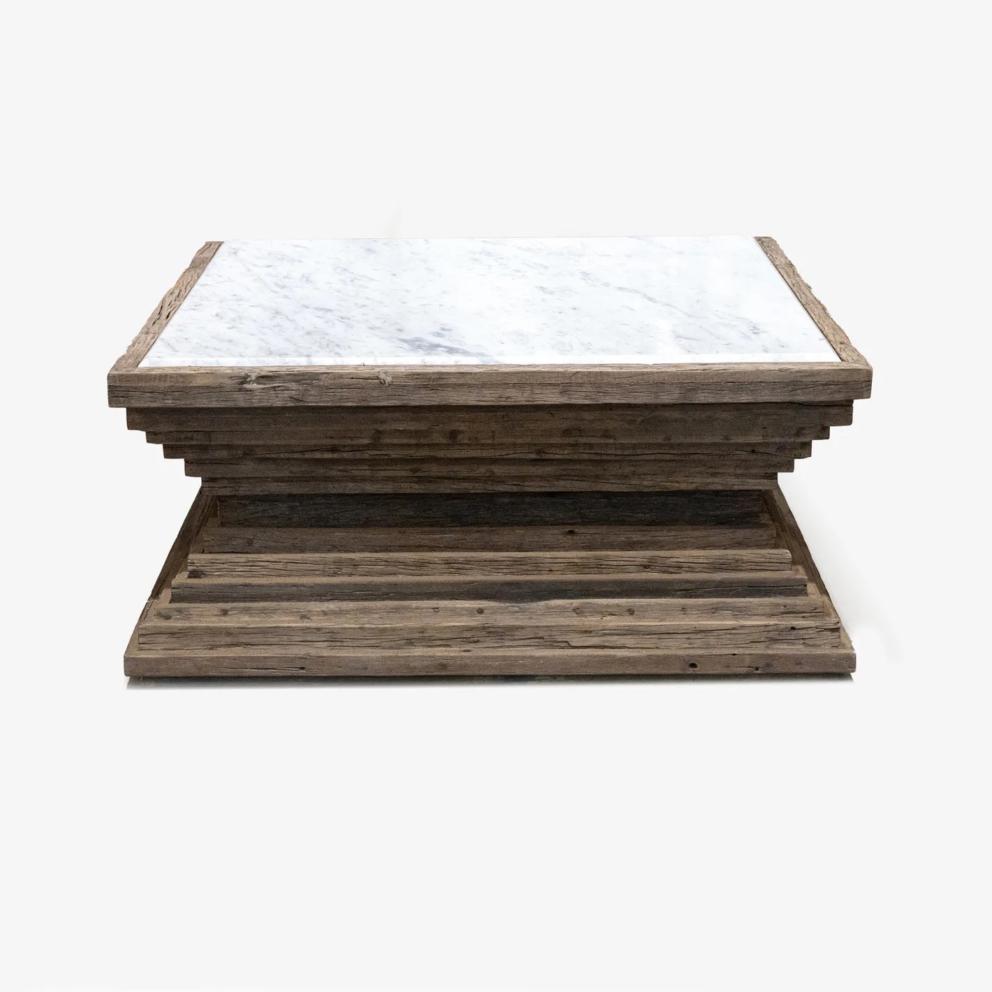 Mesa de centro de madera de olmo reciclada Pisco 100x100x45cm^Casa Viva Outlet