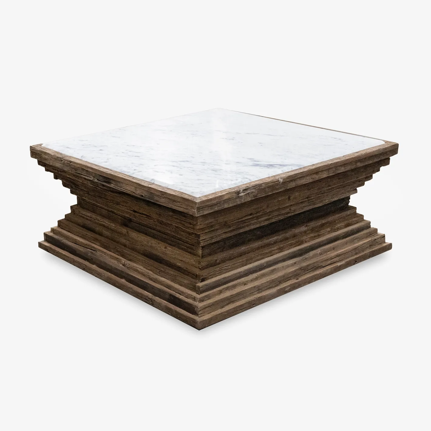 Mesa de centro de madera de olmo reciclada Pisco 100x100x45cm^Casa Viva Outlet