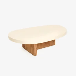 Mesa de centro de microcemento y madera de acacia Balin 105x60x30cm Clau&Chloe^Casa Viva Online