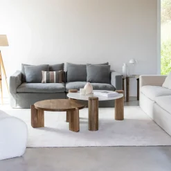 Mesa de centro de mármol y madera Houston Ø90x45 Clau&Chloe^Casa Viva Sale