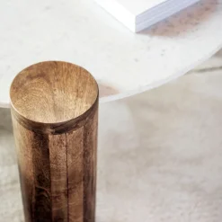 Mesa de centro de mármol y madera Houston Ø90x45 Clau&Chloe^Casa Viva Sale