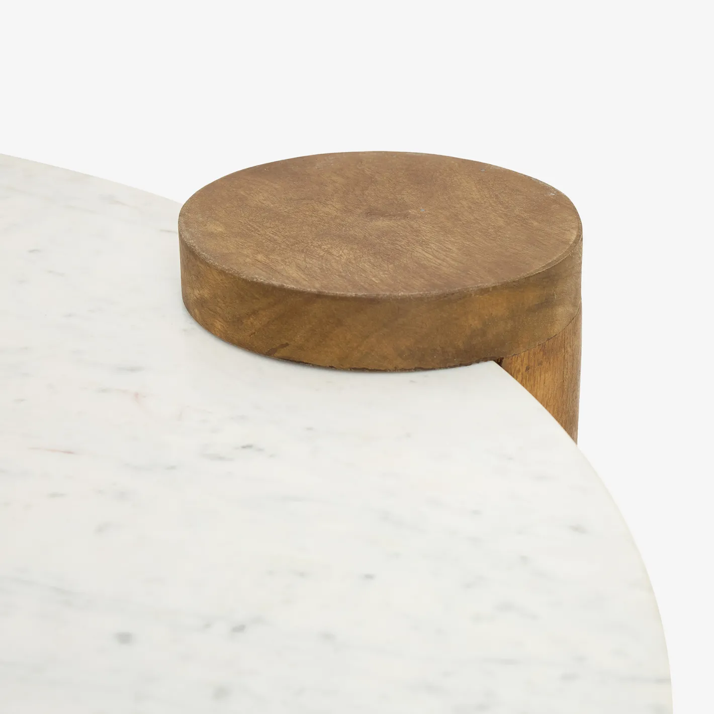 Mesa de centro de mármol y madera Houston Ø90x45 Clau&Chloe^Casa Viva Sale