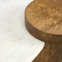 Mesa de centro de mármol y madera Houston Ø90x45 Clau&Chloe^Casa Viva Sale