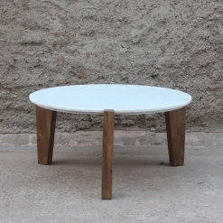 Mesa de centro de mármol y madera Berlín Ø90x45 Clau&Chloe^Casa Viva Online
