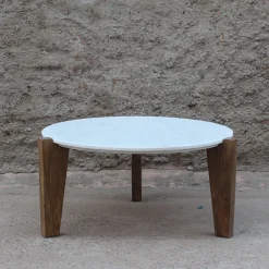 Mesa de centro de mármol y madera Berlín Ø90x45 Clau&Chloe^Casa Viva Online