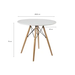 Mesa de comedor de madera blanca Leisure Ø120x75cm^Casa Viva Best