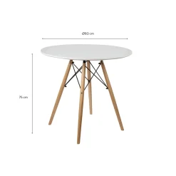 Mesa de comedor de madera redonda blanca Leisure Ø80x75cm^Casa Viva Hot
