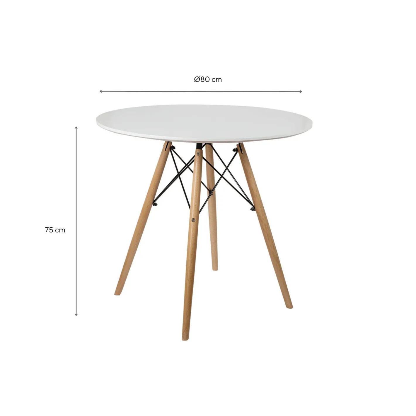 Mesa de comedor de madera redonda blanca Leisure Ø80x75cm^Casa Viva Hot