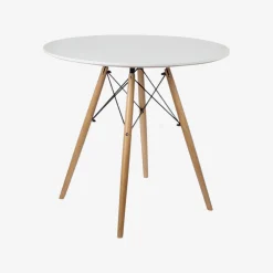 Mesa de comedor de madera blanca Leisure Ø100x75cm^Casa Viva Online