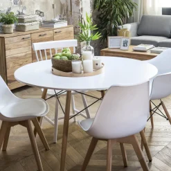 Mesa de comedor de madera blanca Leisure Ø100x75cm^Casa Viva Online