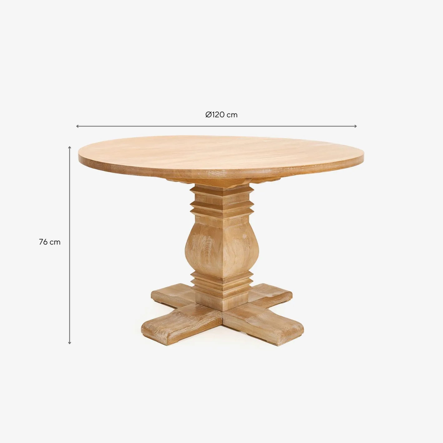 Mesa de comedor de madera de olmo Toulouse Ø120x76cm^Casa Viva Best
