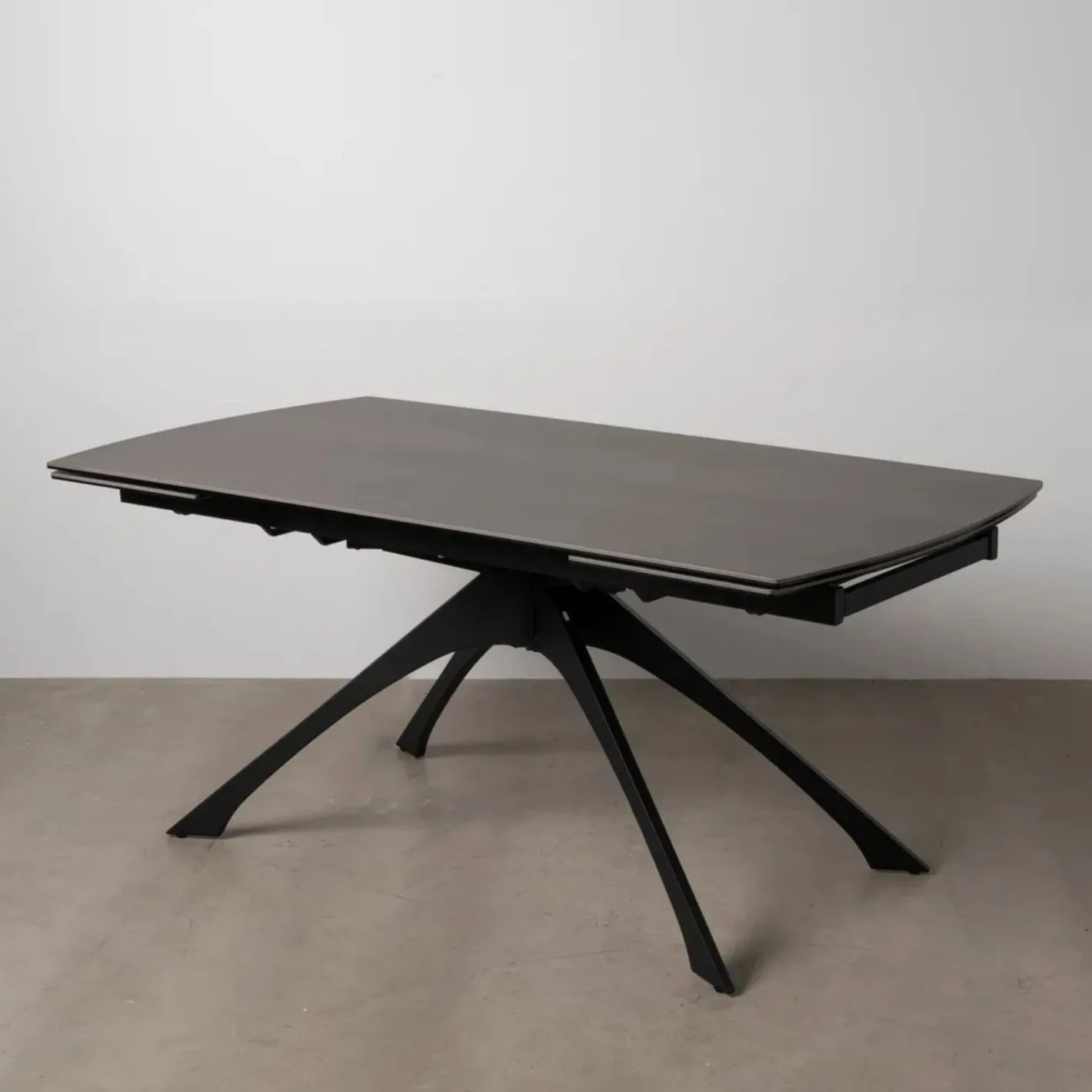 Mesa de comedor extensible de cerámica y cristal gris oscuro 180/260x90x76cm^Casa Viva Discount