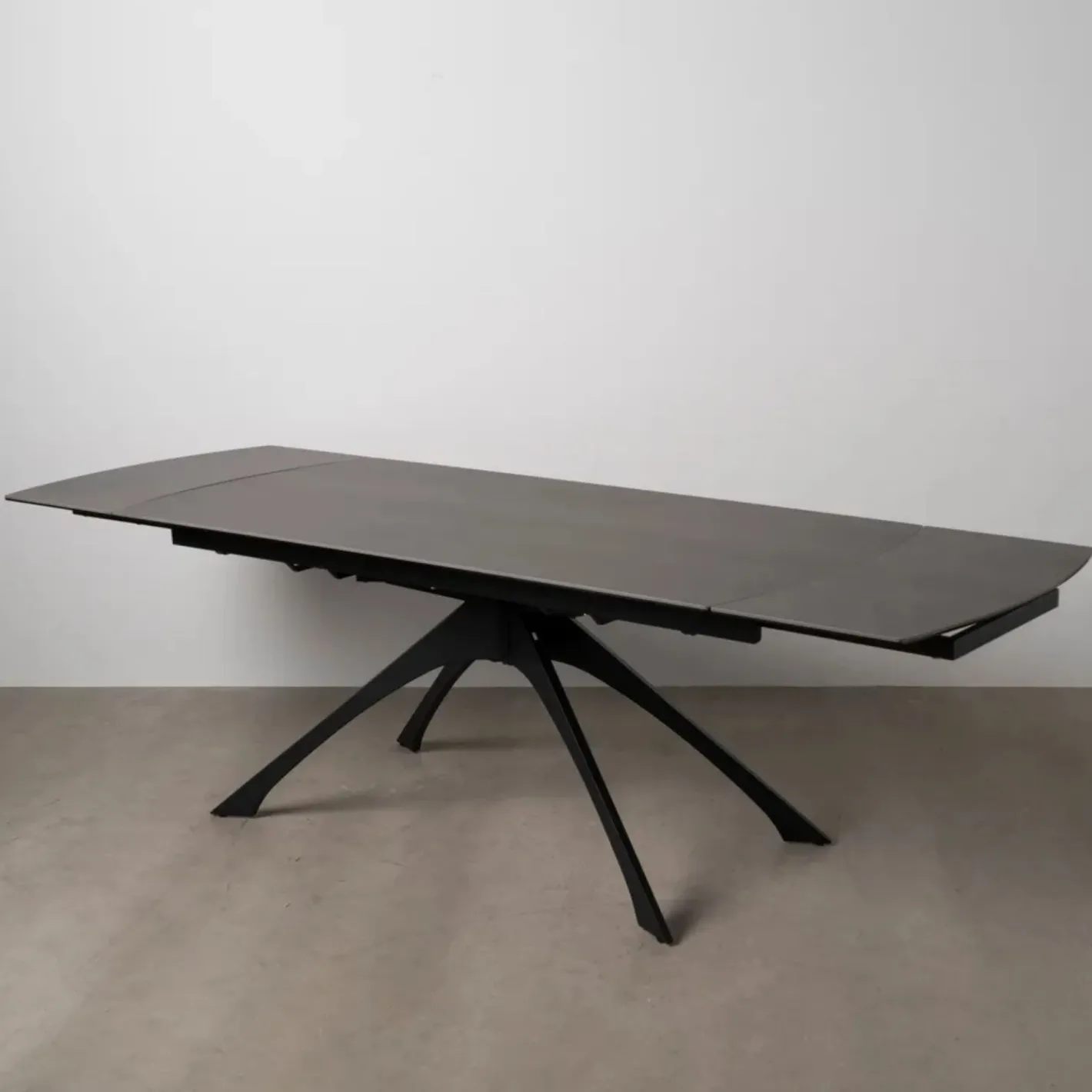 Mesa de comedor extensible de cerámica y cristal gris oscuro 180/260x90x76cm^Casa Viva Discount