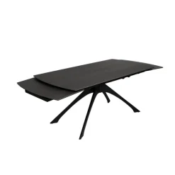 Mesa de comedor extensible de cerámica y cristal gris oscuro 180/260x90x76cm^Casa Viva Discount