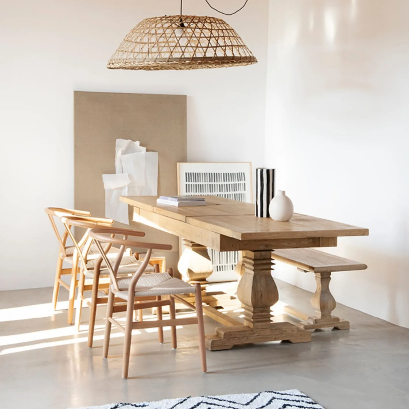 Mesa de comedor extensible de madera de olmo reciclada Toulouse 160/220x80x76cm^Casa Viva Clearance