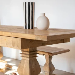 Mesa de comedor extensible de madera de olmo reciclada Toulouse 160/220x80x76cm^Casa Viva Clearance