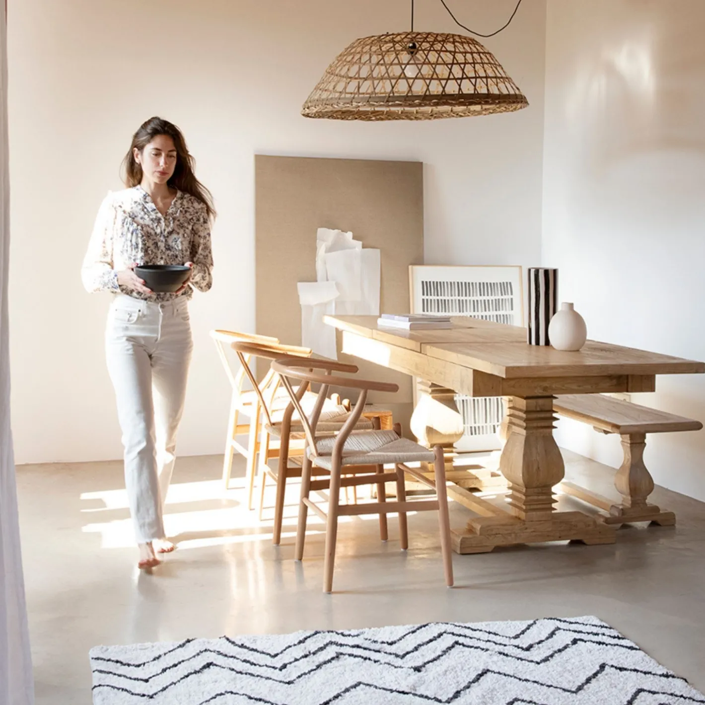 Mesa de comedor extensible de madera de olmo reciclada Toulouse 160/220x80x76cm^Casa Viva Clearance