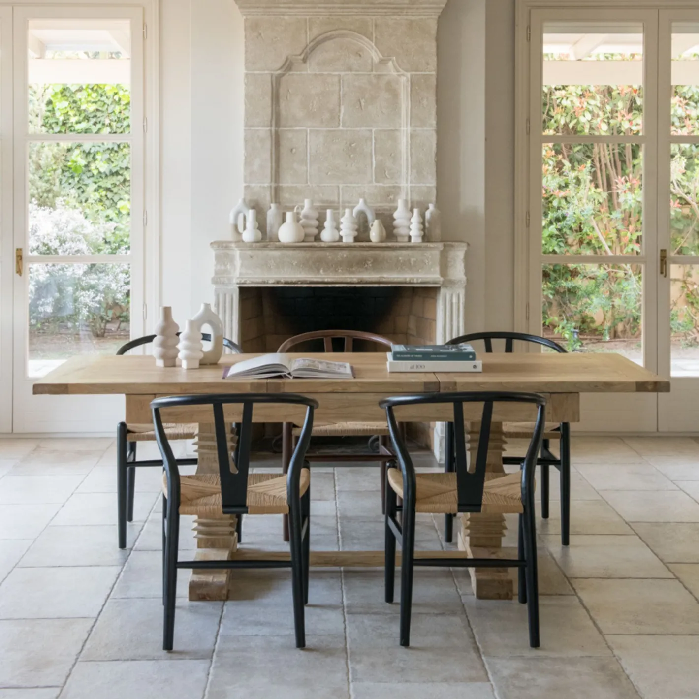 Mesa de comedor extensible de madera de olmo reciclada Toulouse 160/220x80x76cm^Casa Viva Clearance