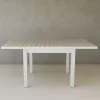 Mesa de jardín extensible de aluminio blanco con efecto madera Albir 90/180x90x76cm^Casa Viva Discount
