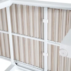 Mesa de jardín extensible de aluminio blanco con efecto madera Albir 90/180x90x76cm^Casa Viva Discount