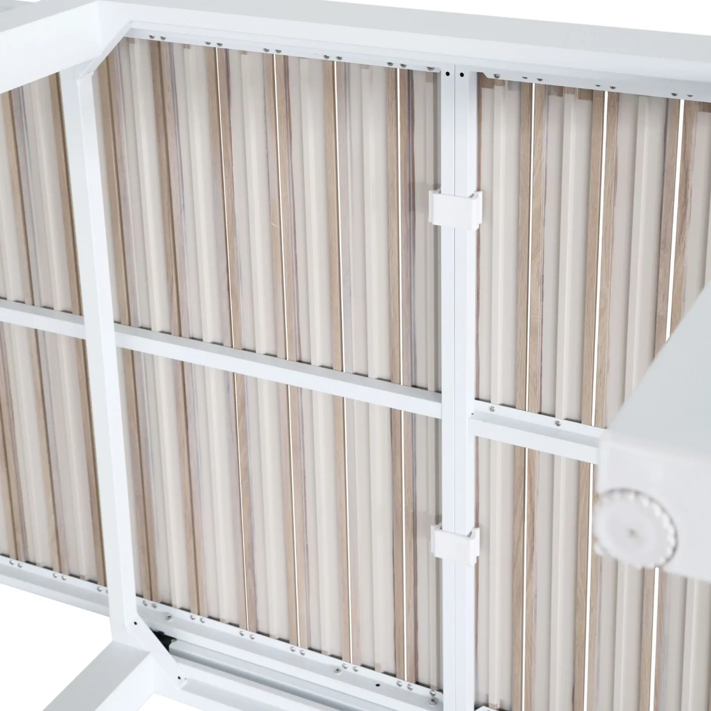 Mesa de jardín extensible de aluminio blanco con efecto madera Albir 90/180x90x76cm^Casa Viva Discount