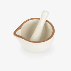 Mortero con ribete marrón de gres Ø11x10cm^Casa Viva Online