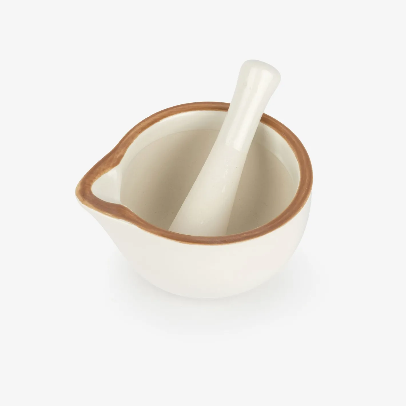 Mortero con ribete marrón de gres Ø11x10cm^Casa Viva Online