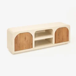 Mueble de TV de microcemento y madera de acacia Kurli 140x35x45cm Clau&Chloe^Casa Viva Hot