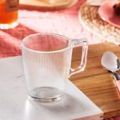 Mug de vidrio transparente Stria 25cl^Casa Viva Clearance