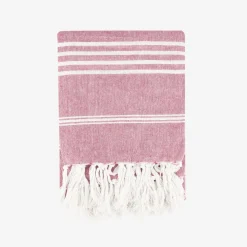 Pareo de algodón con rayas rojas Cannes 85x170cm^Casa Viva Discount