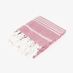 Pareo de algodón con rayas rojas Cannes 85x170cm^Casa Viva Discount