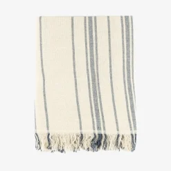 Plaid de algodón con rayas azules Niza 125x15cm^Casa Viva