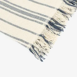 Plaid de algodón con rayas azules Niza 125x15cm^Casa Viva