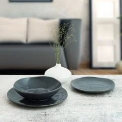 Plato hondo de cerámica negro Cosmos Ø22cm^Casa Viva Hot