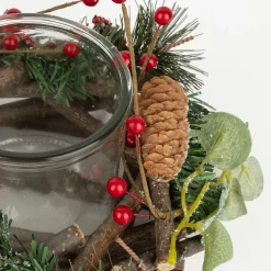 Portavelas bayas y piñas Ø20x12cm^Casa Viva Sale