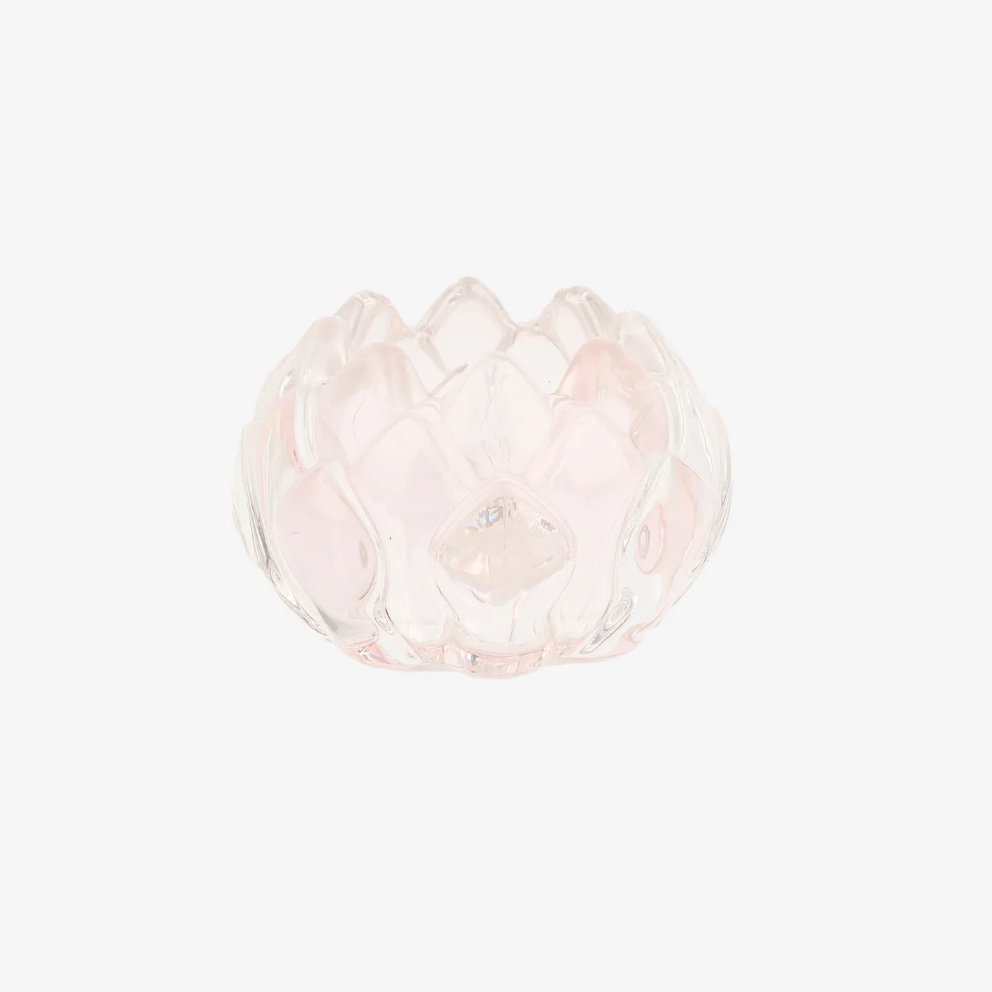 Portavelas de cristal rosa Flor Ø8x5,5cm^Casa Viva New