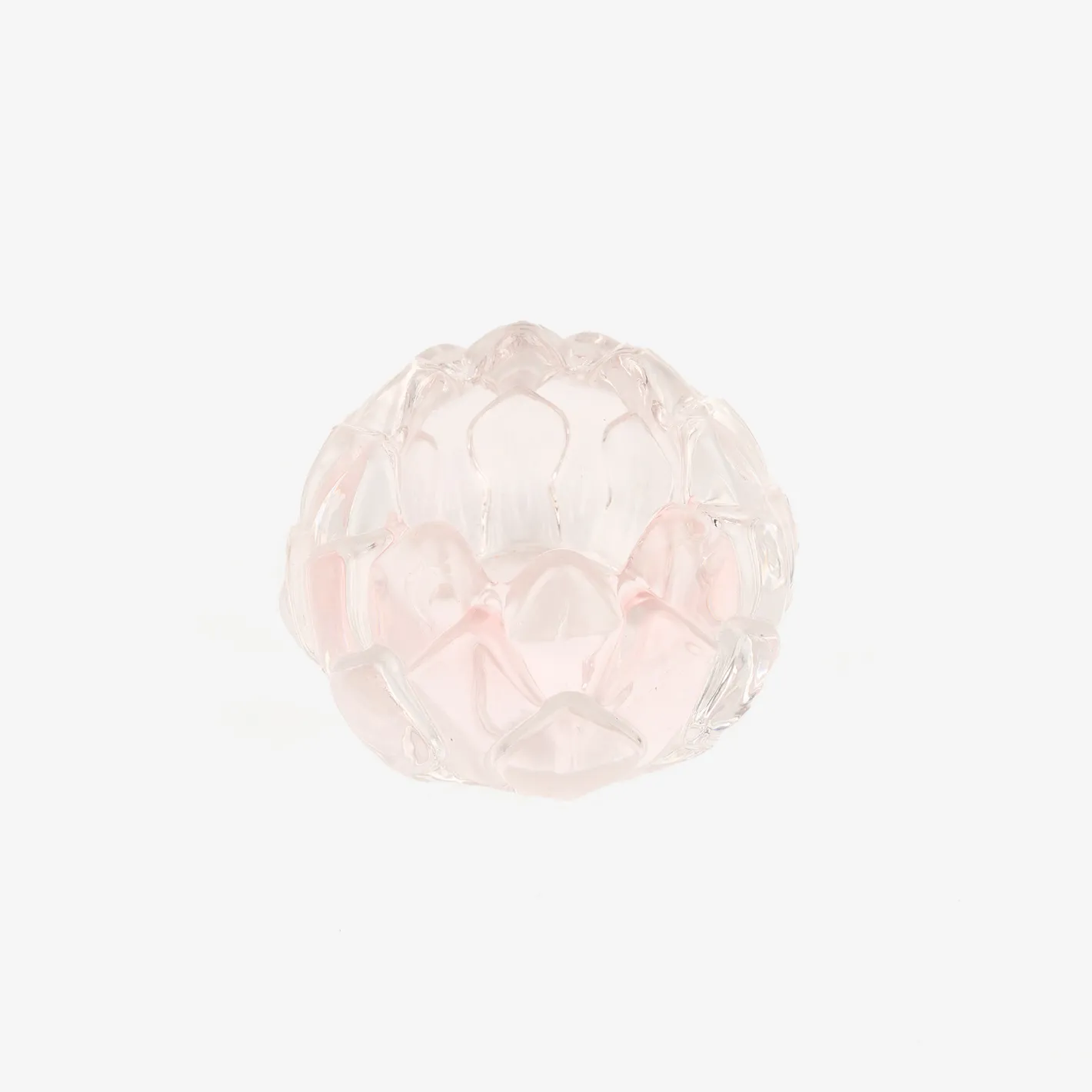Portavelas de cristal rosa Flor Ø8x5,5cm^Casa Viva New