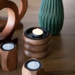 Portavelas de madera Belma 8cm^Casa Viva Sale