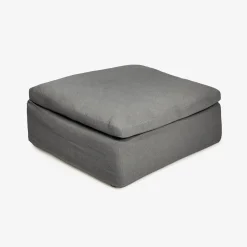 Puf de lino gris Aiden 95x95x45cm Clau&Chloe^Casa Viva New