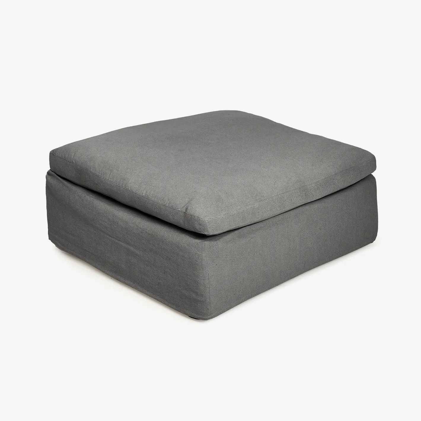 Puf de lino gris Aiden 95x95x45cm Clau&Chloe^Casa Viva New