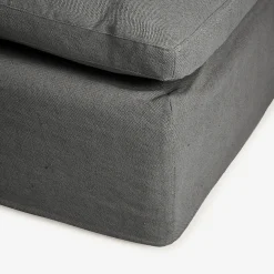 Puf de lino gris Aiden 95x95x45cm Clau&Chloe^Casa Viva New